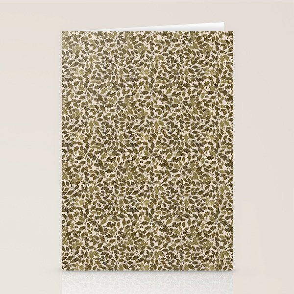 Autumn Oak Pattern in Olive Stationery Card Gallery Image 2