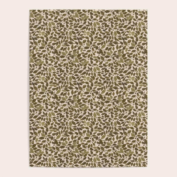 Autumn Oak Pattern in Olive Poster Gallery Image 4