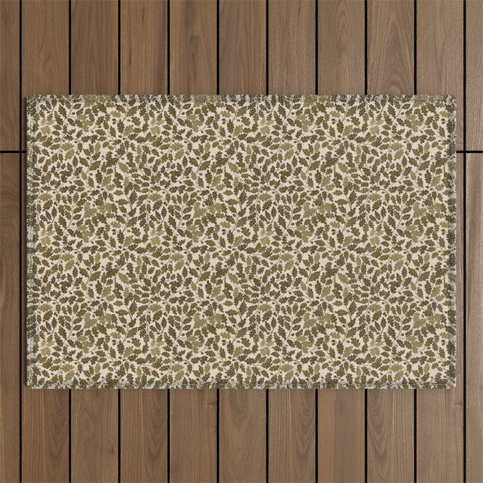 Autumn Oak Pattern in Olive Outdoor Rug Gallery Image 1