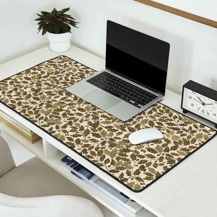 Autumn Oak Pattern in Olive Desk Mat Gallery Image 2