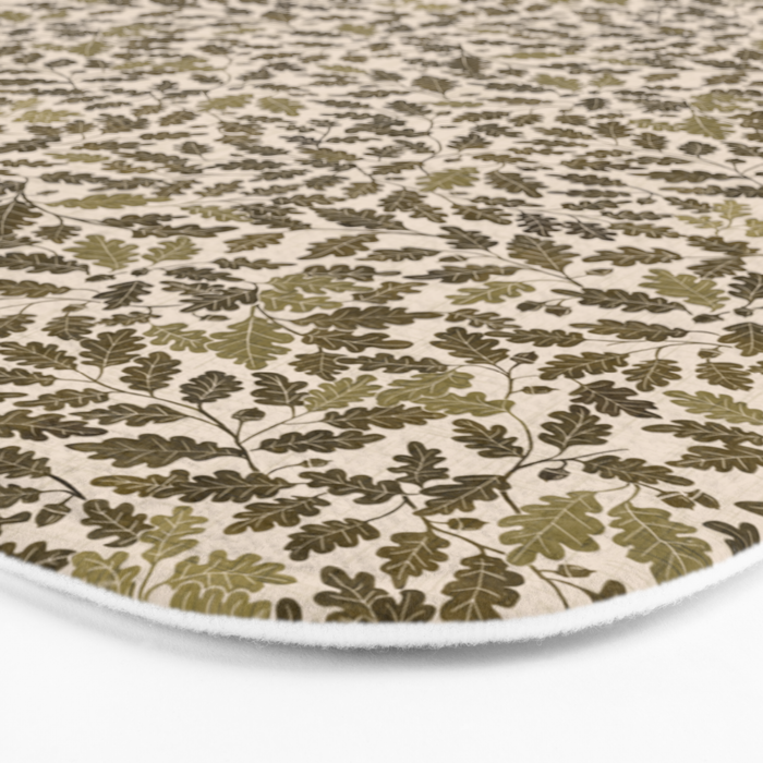 Autumn Oak Pattern in Olive Bath Mat Gallery Image 3