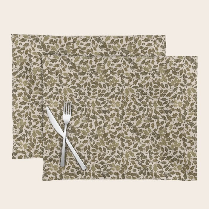 Autumn Oak Pattern in Olive Placemat Gallery Image 1