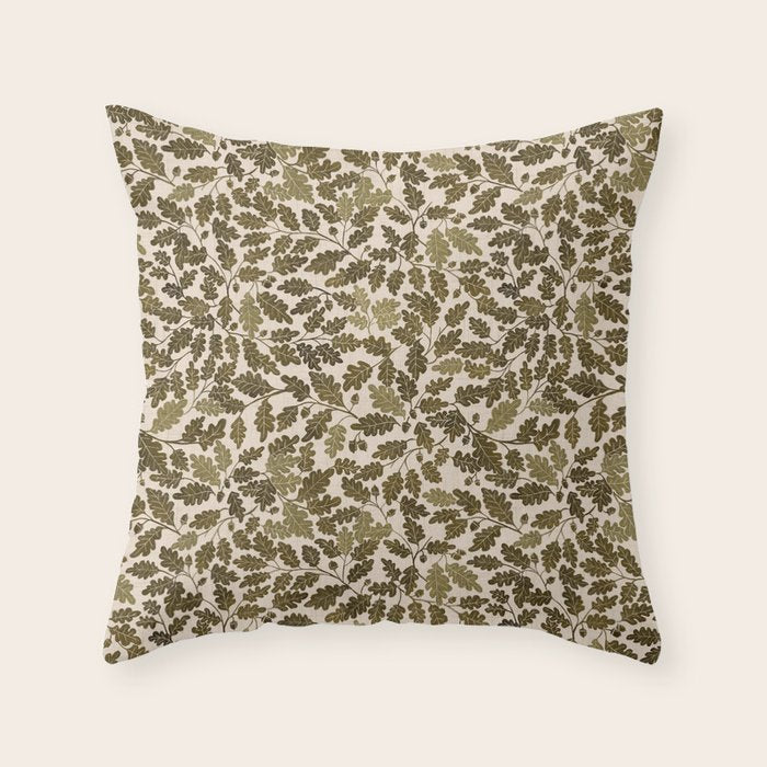 Autumn Oak Pattern in Olive Throw Pillow Gallery Image 6
