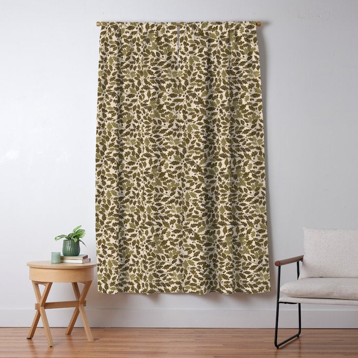 Autumn Oak Pattern in Olive Window Curtain Gallery Image 5