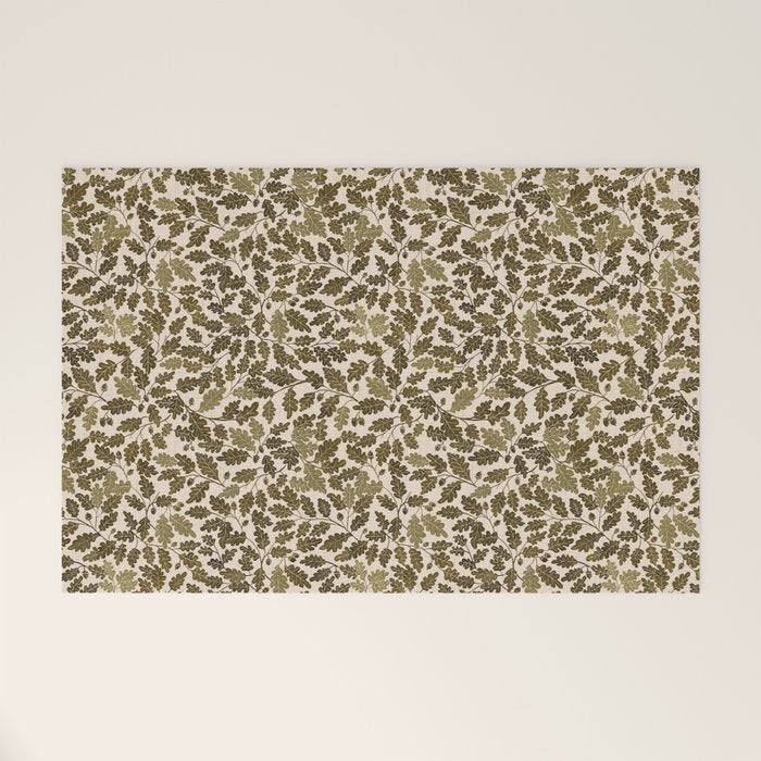 Autumn Oak Pattern in Olive Welcome Mat Gallery Image 1