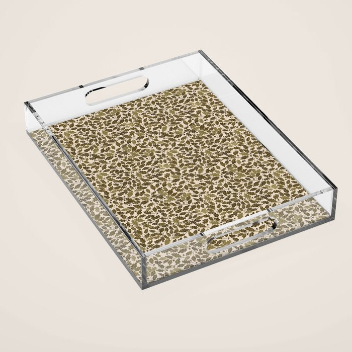 Autumn Oak Pattern in Olive Acrylic Tray Gallery Image 1