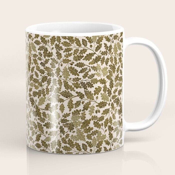 Autumn Oak Pattern in Olive Coffee Mug Gallery Image 1