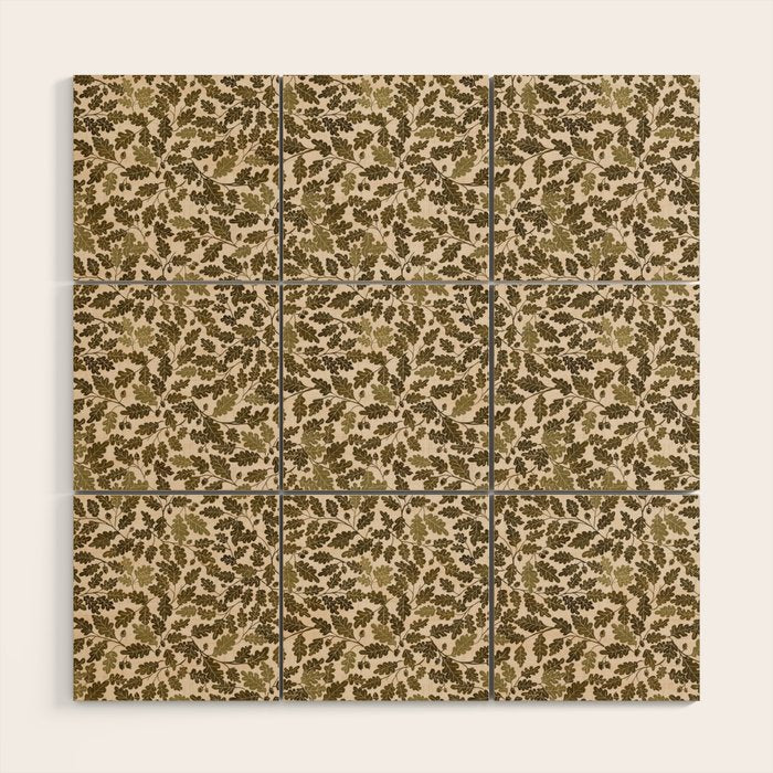 Autumn Oak Pattern in Olive Wood Wall Art Gallery Image 1
