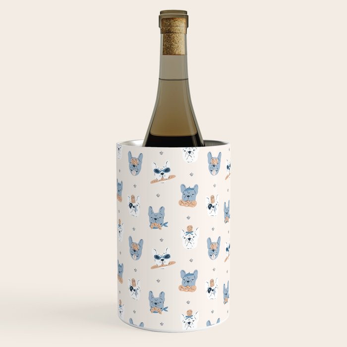 French Bulldogs with Pastries in Blue Wine Chiller Gallery Image 3