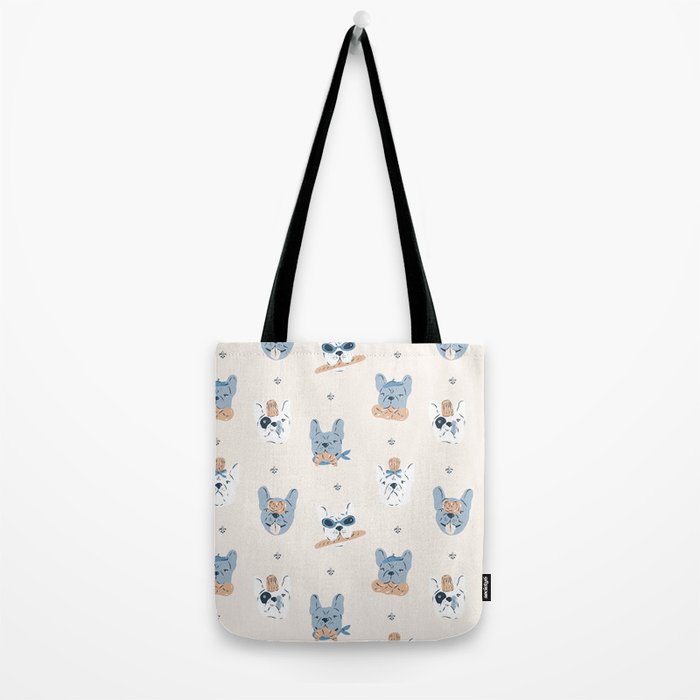 French Bulldogs with Pastries in Blue Tote Bag Gallery Image 2
