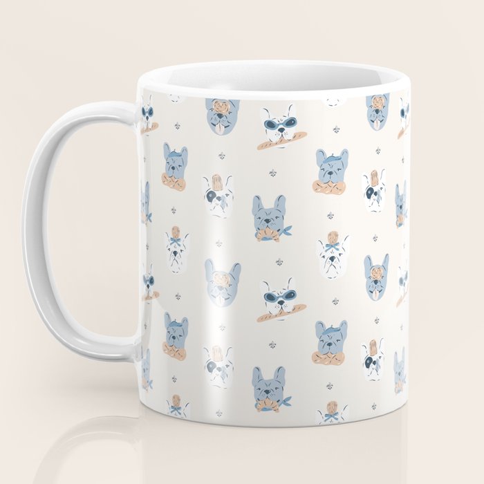 French Bulldogs with Pastries in Blue Coffee Mug Gallery Image 3