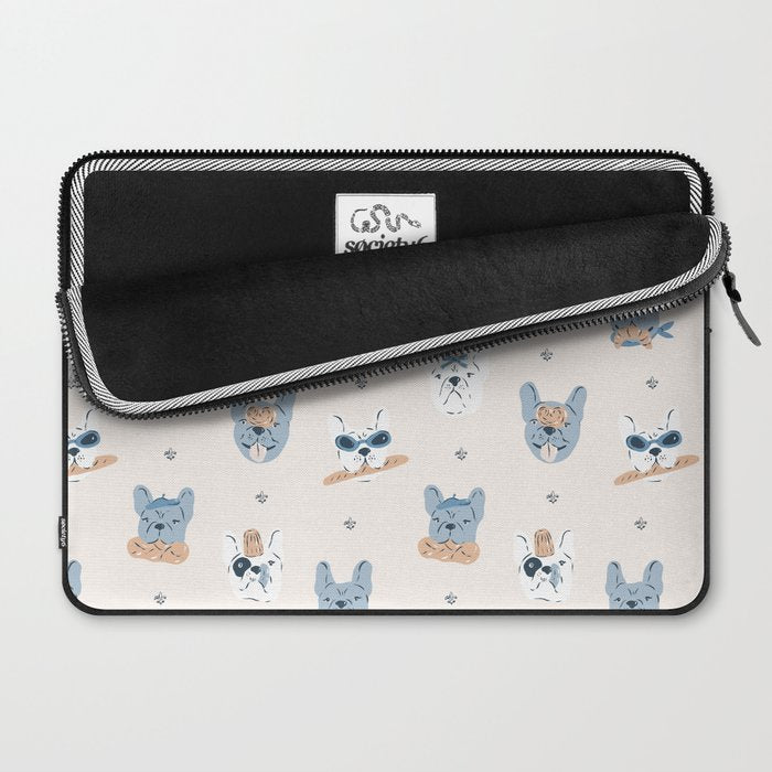 French Bulldogs with Pastries in Blue Laptop Sleeve Gallery Image 2