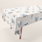 French Bulldogs with Pastries in Blue Tablecloth Gallery Image 1
