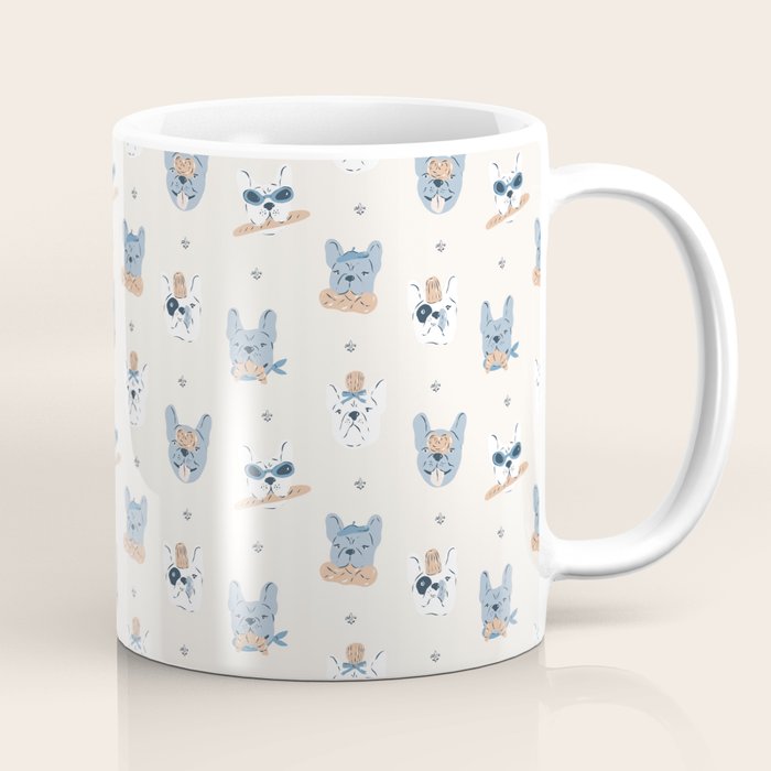 French Bulldogs with Pastries in Blue Coffee Mug Gallery Image 1