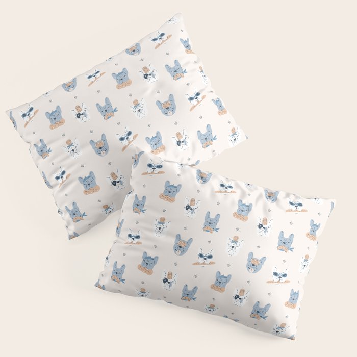 French Bulldogs with Pastries in Blue Pillow Sham Gallery Image 3