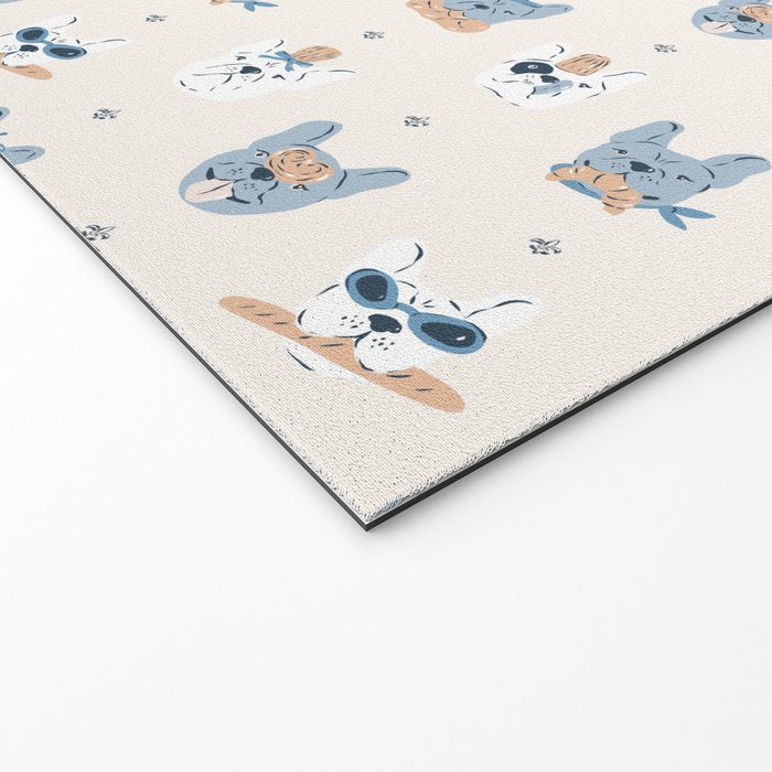 French Bulldogs with Pastries in Blue Welcome Mat Gallery Image 2