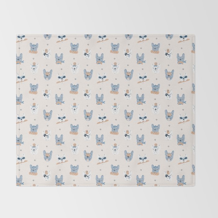 French Bulldogs with Pastries in Blue Throw Blanket Gallery Image 2