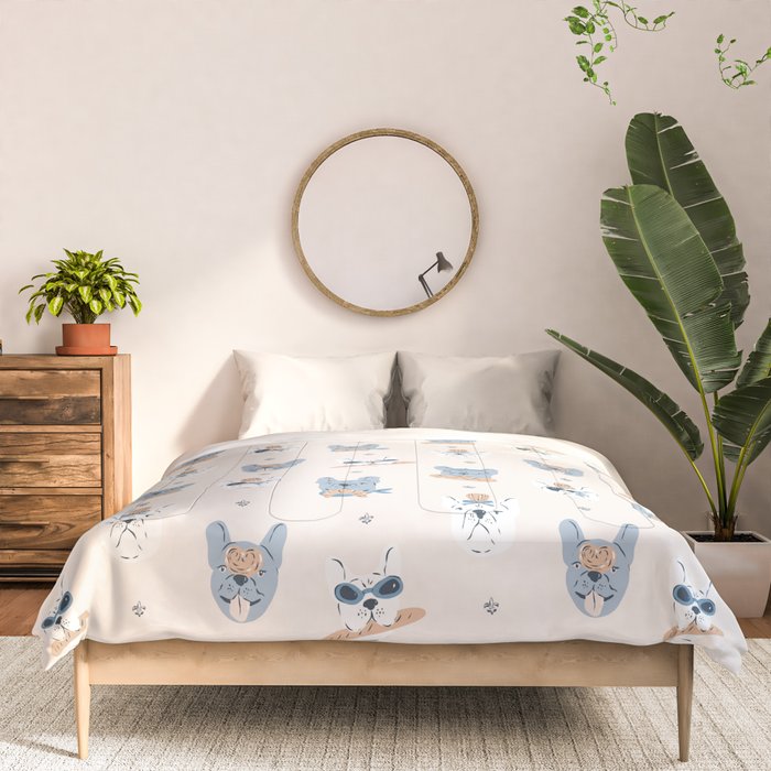 French Bulldogs with Pastries in Blue Comforter Gallery Image 3