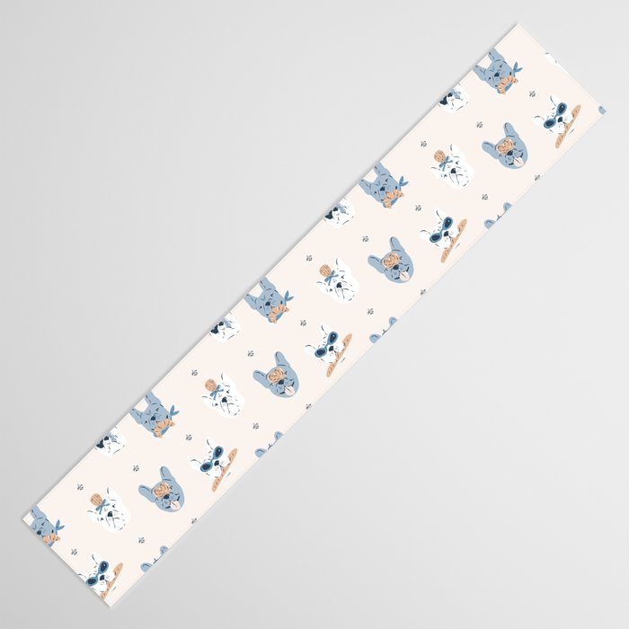 French Bulldogs with Pastries in Blue Table Runner Gallery Image 3