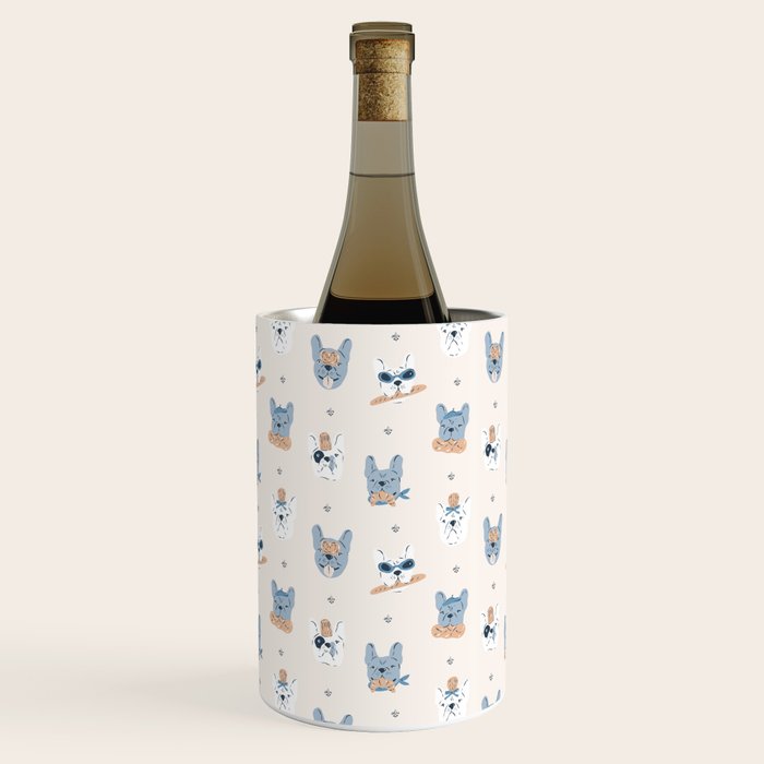 French Bulldogs with Pastries in Blue Wine Chiller Gallery Image 2