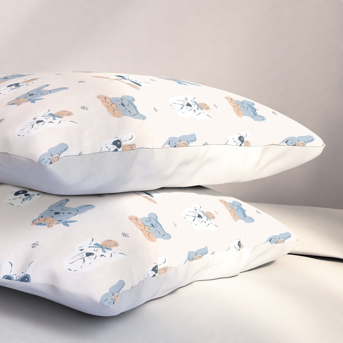 French Bulldogs with Pastries in Blue Pillow Sham Gallery Image 3