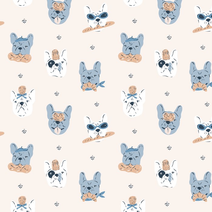 French Bulldogs with Pastries in Blue Coffee Mug Gallery Image 2