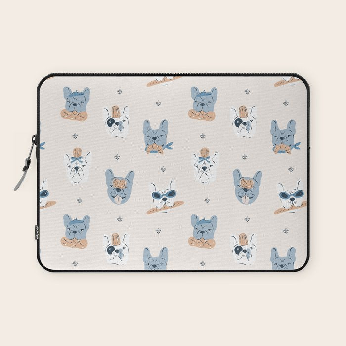 French Bulldogs with Pastries in Blue Laptop Sleeve Gallery Image 1