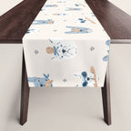 French Bulldogs with Pastries in Blue Table Runner Gallery Image 1