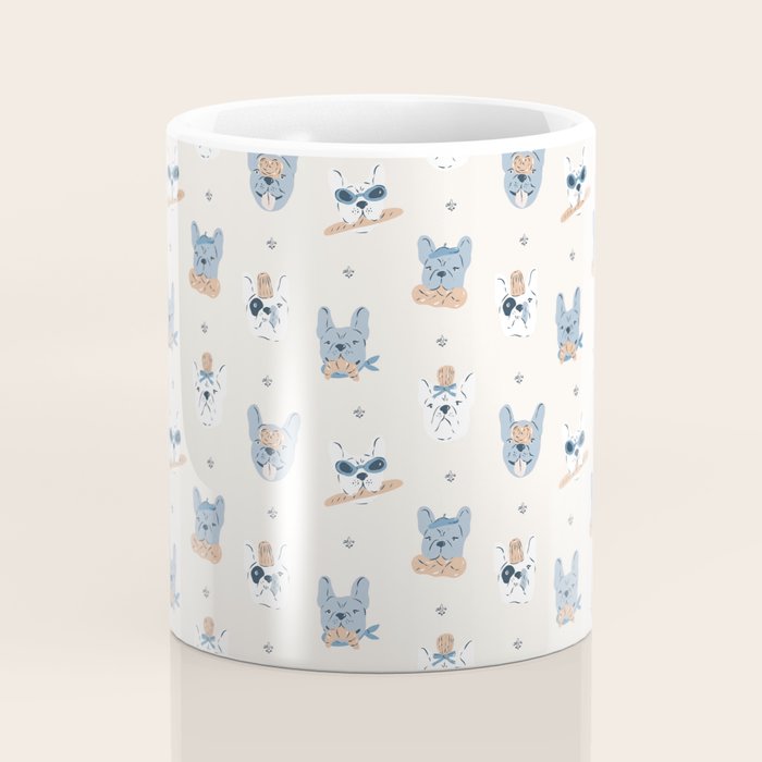 French Bulldogs with Pastries in Blue Coffee Mug Gallery Image 4