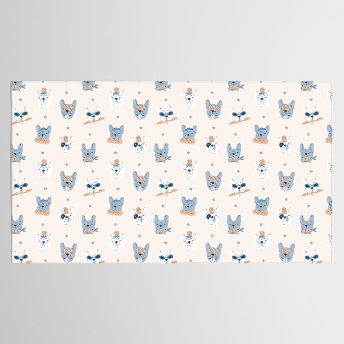 French Bulldogs with Pastries in Blue Tablecloth Gallery Image 2