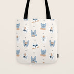 French Bulldogs with Pastries in Blue Tote Bag Gallery Image 1