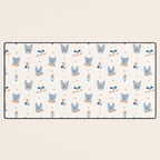 French Bulldogs with Pastries in Blue Desk Mat Gallery Image 3