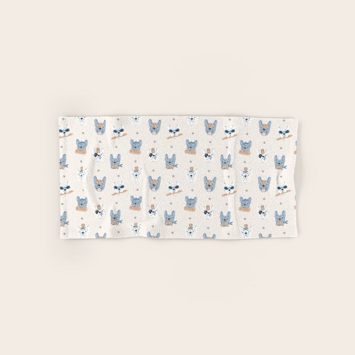 French Bulldogs with Pastries in Blue Bath Towel Gallery Image 1