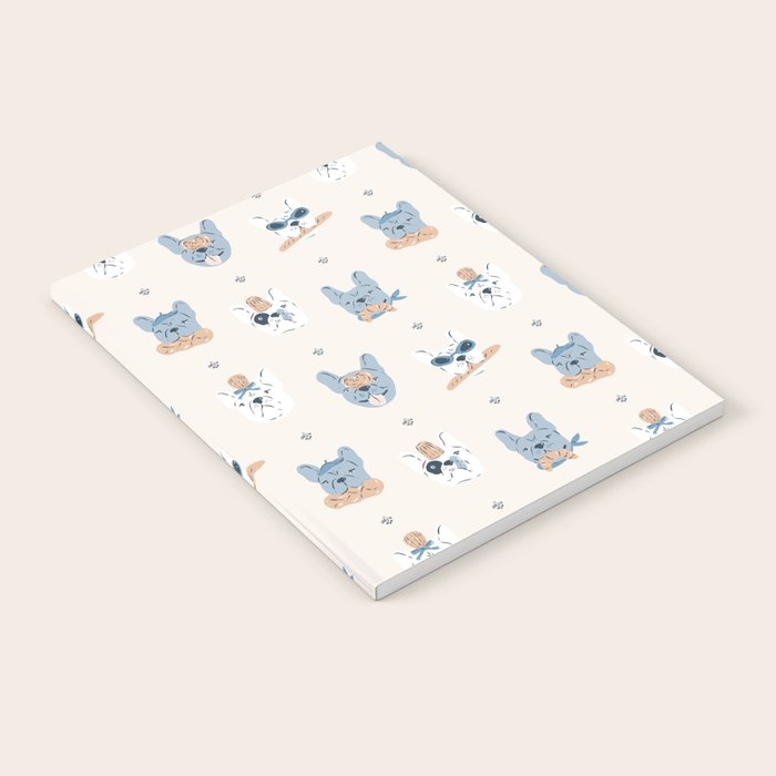 French Bulldogs with Pastries in Blue Notebook Gallery Image 1