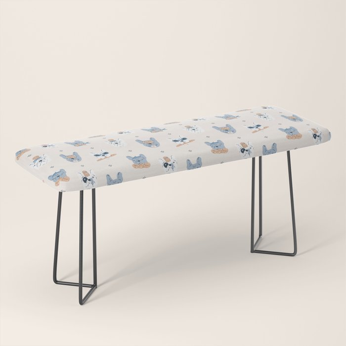 French Bulldogs with Pastries in Blue Bench Gallery Image 1