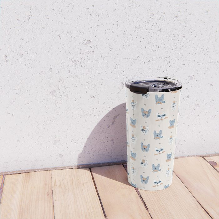 French Bulldogs with Pastries in Blue Travel Mug Gallery Image 4