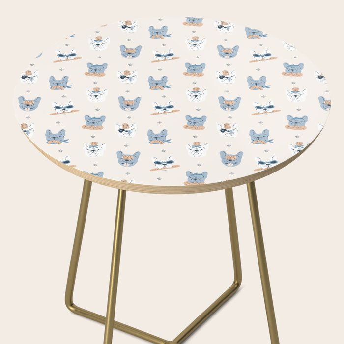 French Bulldogs with Pastries in Blue Side Table Gallery Image 2