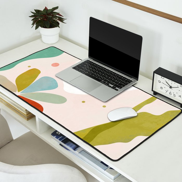 floral minimal shapes 2 Desk Mat Gallery Image 2