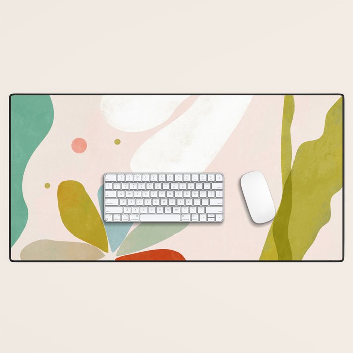 floral minimal shapes 2 Desk Mat Gallery Image 1