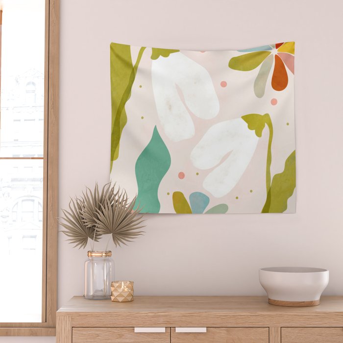 floral minimal shapes 2 Wall Tapestry Gallery Image 2