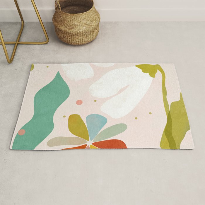 floral minimal shapes 2 Rug Gallery Image 1