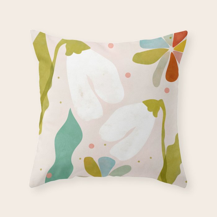 floral minimal shapes 2 Throw Pillow Gallery Image 1