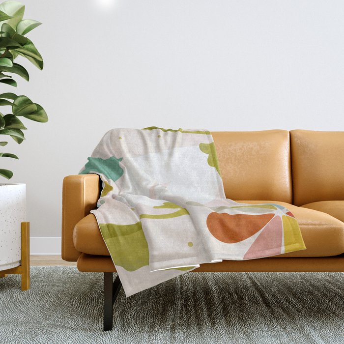 floral minimal shapes 2 Throw Blanket Gallery Image 1