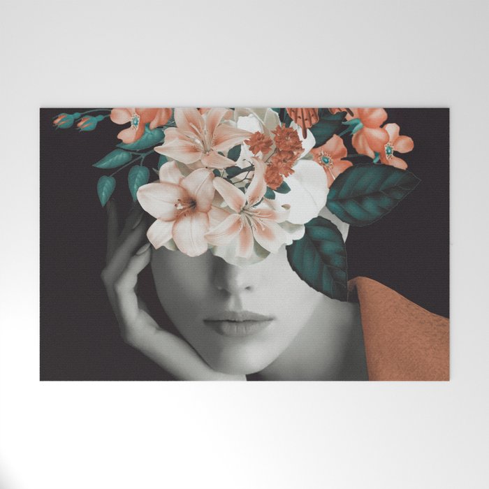 WOMAN WITH FLOWERS 7 Welcome Mat Gallery Image 1