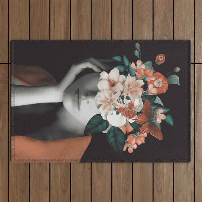 WOMAN WITH FLOWERS 7 Outdoor Rug Gallery Image 1