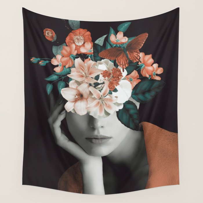 WOMAN WITH FLOWERS 7 Wall Tapestry Gallery Image 4