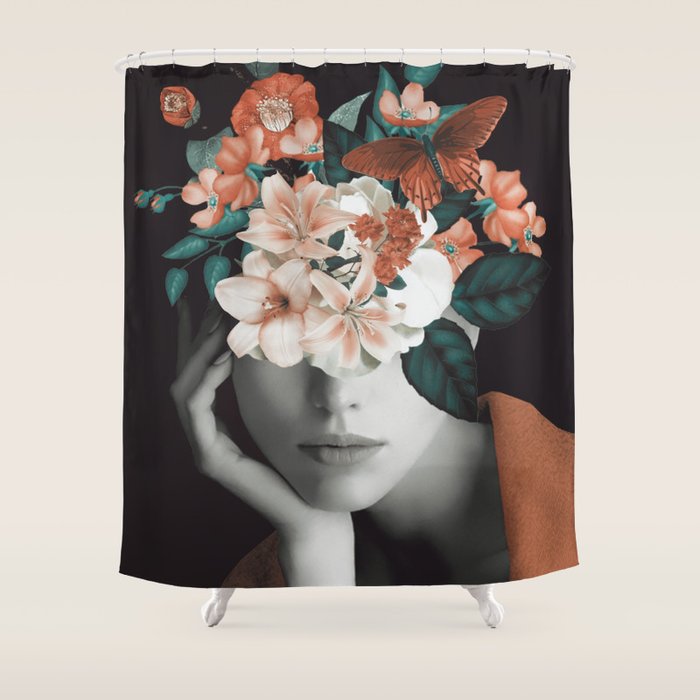 WOMAN WITH FLOWERS 7 Shower Curtain Gallery Image 1