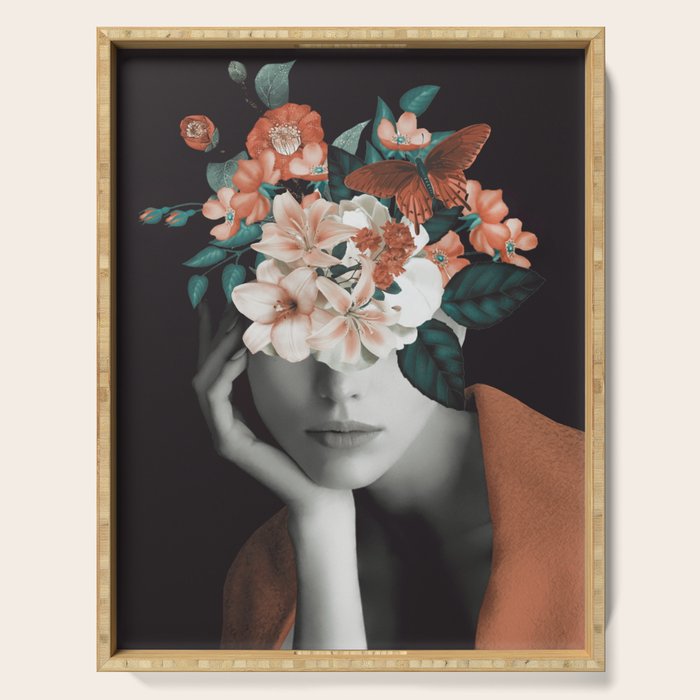 WOMAN WITH FLOWERS 7 Serving Tray Gallery Image 1