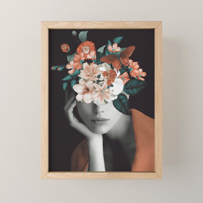 WOMAN WITH FLOWERS 7 Mini Art Print Gallery Image 1