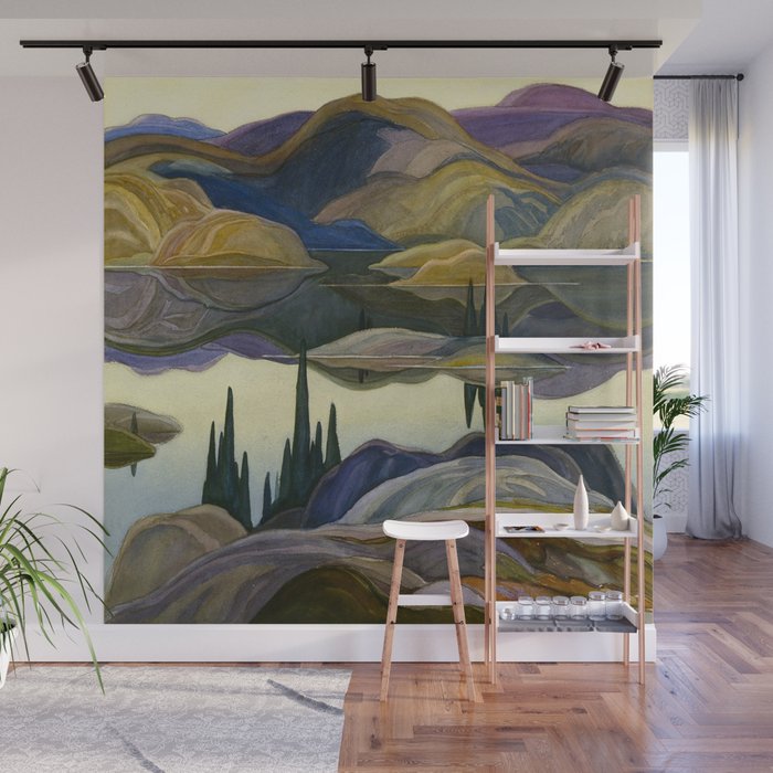 Canadian Landscape Franklin Carmichael Art Nouveau Post-Impressionism Mirror Lake Wall Mural Gallery Image 1
